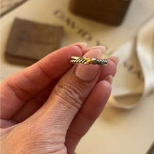 David Yurman Petite X Ring in sterling silver and 18k yellow gold, 4mm size 5.5